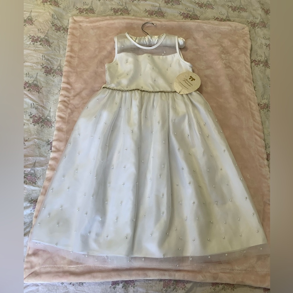 NWT American Princess Elegant White Kids Dress size 8